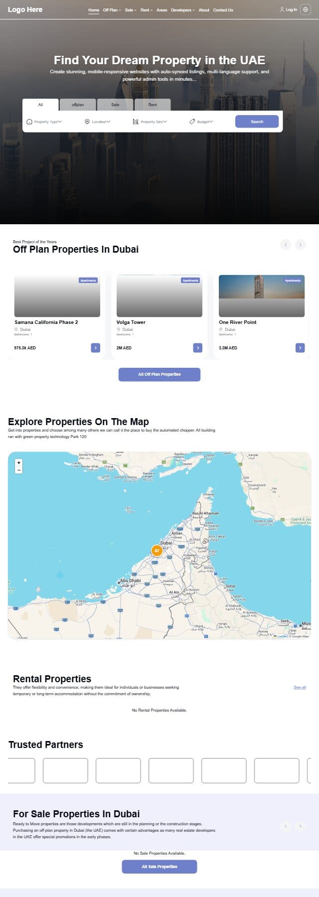 Demo 1 — full page preview of a live BrokerPromote demo website