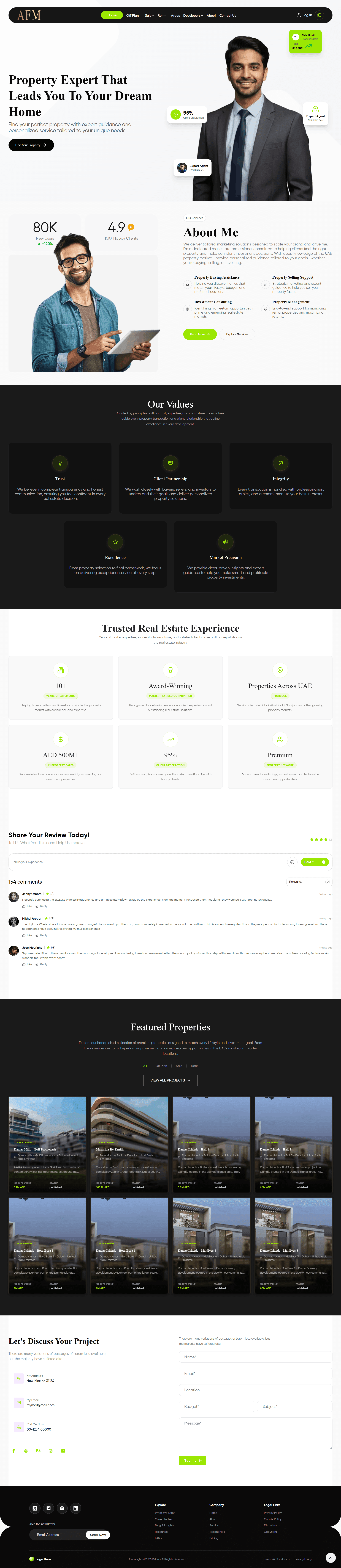 Default Agent theme — full page preview of a BrokerPromote real estate website
